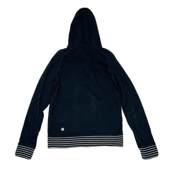 Lululemon Mens Quarter Zip Hoodie Size M Striped Navy Blue - Picture 2 of 7